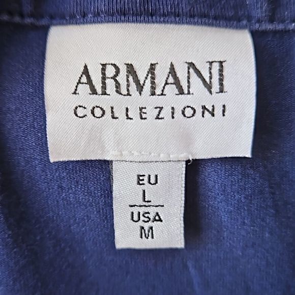 Armani‎ Collezione Navy Men's Button Collar Short Sleeve Polo Shirt Size M(USA) - Picture 2 of 11
